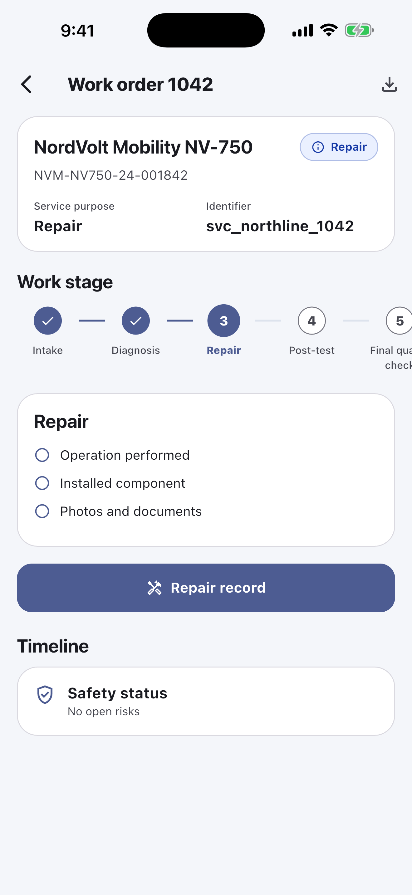 Battery Passport Software for Repair Workshops — Repair and check quality