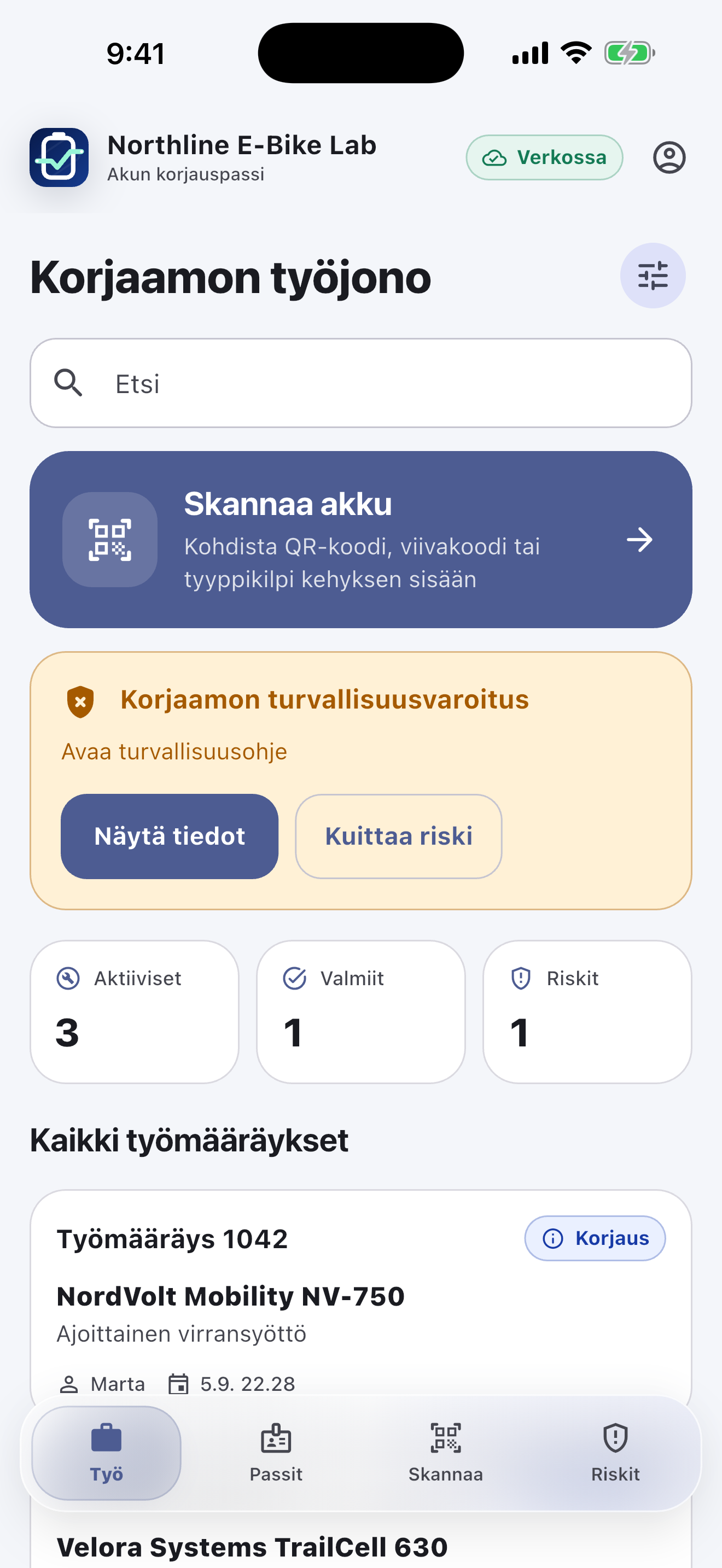 Akkupassiohjelmisto korjauspajoille — Tee diagnoosi ja hanki hyväksyntä