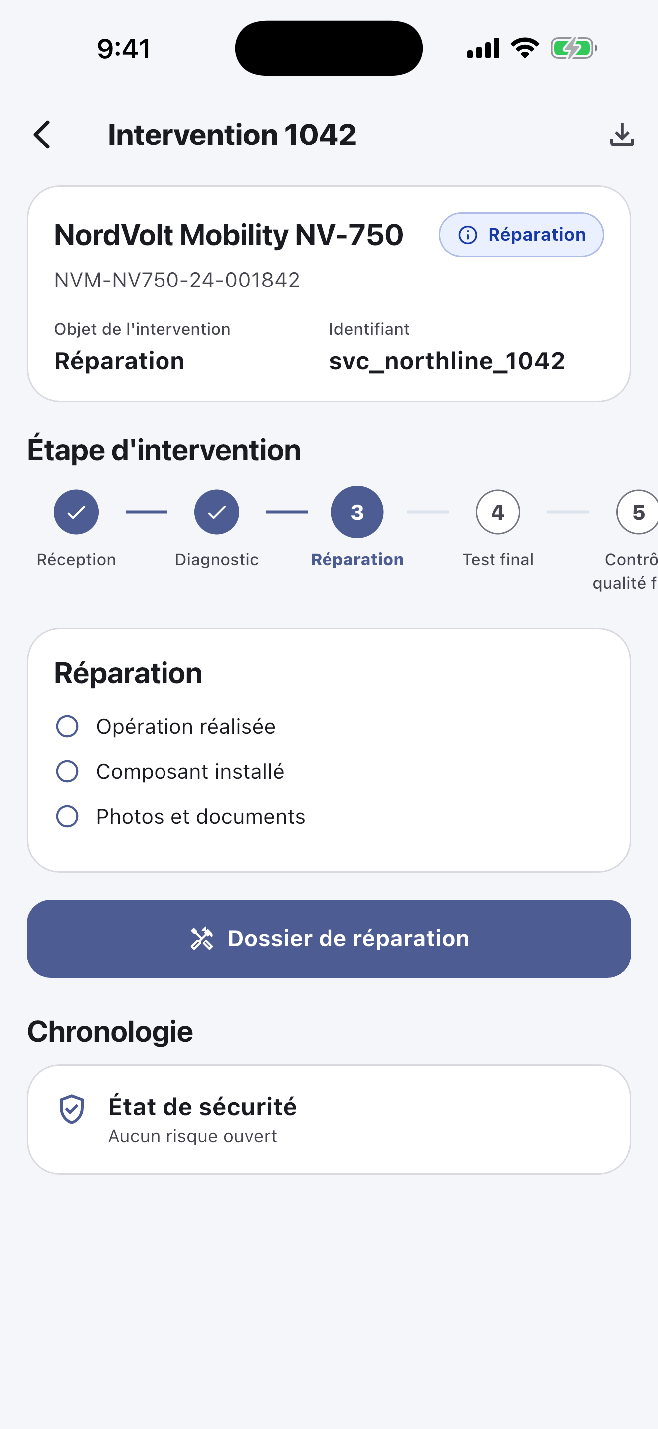 Logiciel de passeport batterie pour ateliers de réparation — Réparer et vérifier